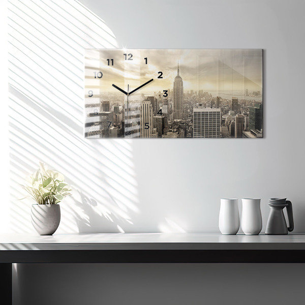 Ceas orizontale de perete din sticlă Turnuri din New York