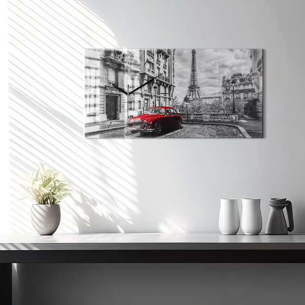 Ceas orizontale de perete din sticlă Veche mașină de oraș