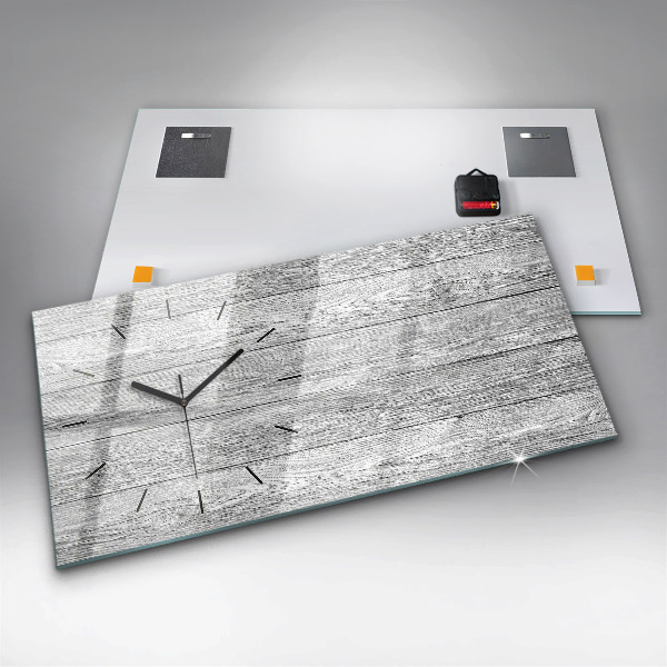 Ceas orizontale de perete din sticlă Panouri din lemn