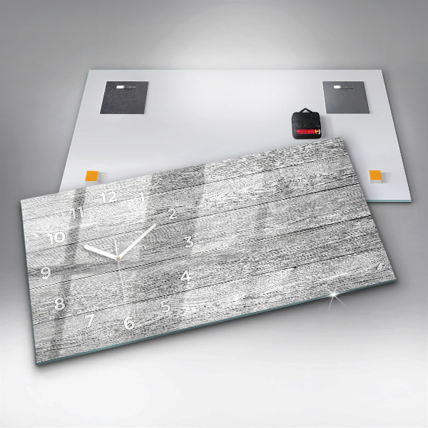 Ceas orizontale de perete din sticlă Panouri din lemn