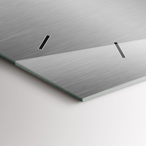 Ceas orizontale de perete din sticlă Abstracția metalului gri