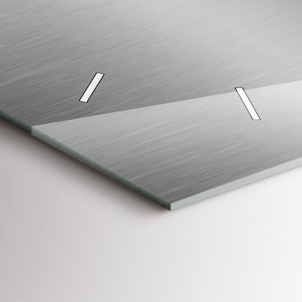 Ceas orizontale de perete din sticlă Abstracția metalului gri