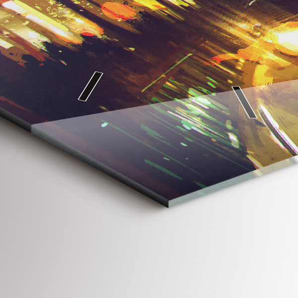 Ceas orizontale de perete din sticlă Oraș pictat