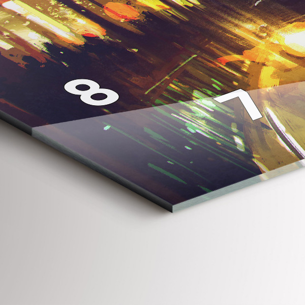 Ceas orizontale de perete din sticlă Oraș pictat