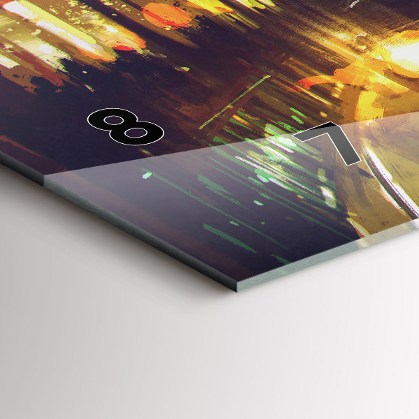 Ceas orizontale de perete din sticlă Oraș pictat