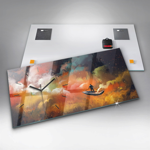 Ceas orizontale de perete din sticlă Imagine abstractă