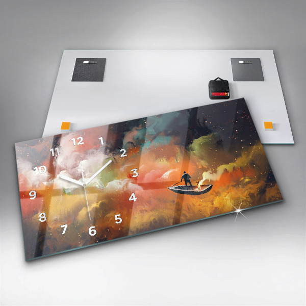 Ceas orizontale de perete din sticlă Imagine abstractă