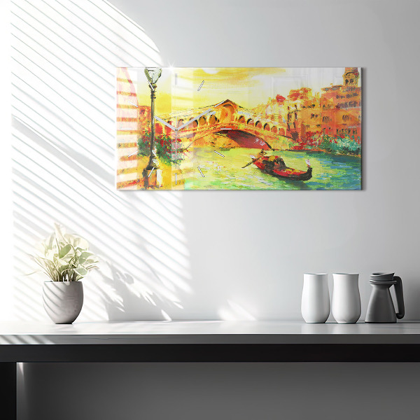 Ceas orizontale de perete din sticlă Podul Rialto din Veneția