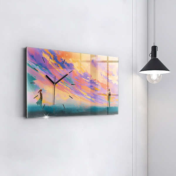 Ceas orizontale de perete din sticlă Dragostea platoniciană