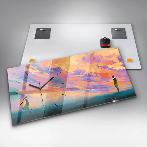 Ceas orizontale de perete din sticlă Dragostea platoniciană