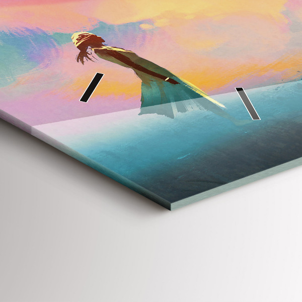 Ceas orizontale de perete din sticlă Dragostea platoniciană