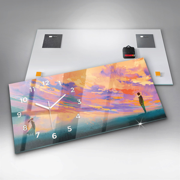 Ceas orizontale de perete din sticlă Dragostea platoniciană