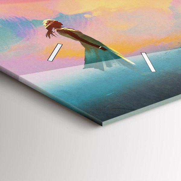 Ceas orizontale de perete din sticlă Dragostea platoniciană