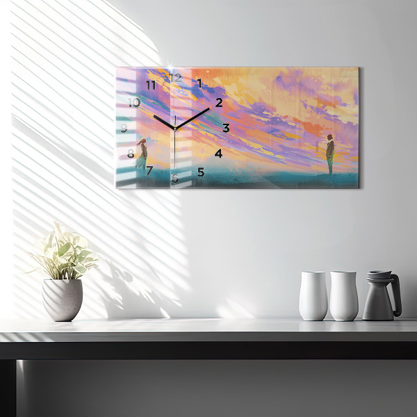 Ceas orizontale de perete din sticlă Dragostea platoniciană