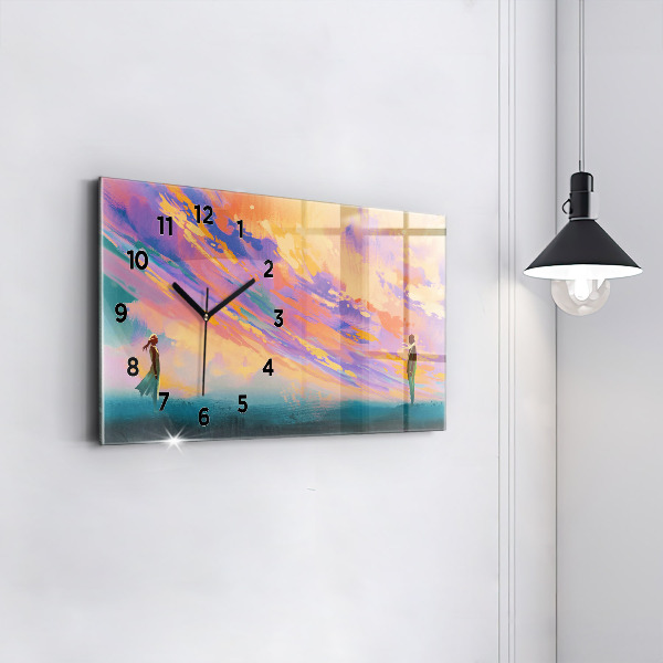 Ceas orizontale de perete din sticlă Dragostea platoniciană