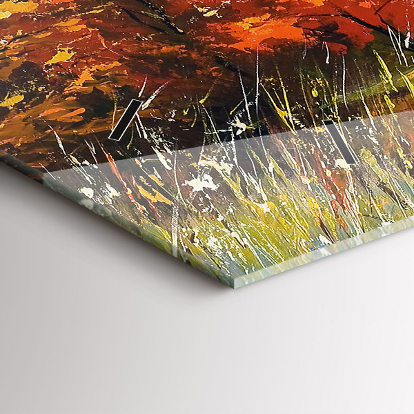 Ceas orizontale de perete din sticlă Peisaj de toamnă cu un râu