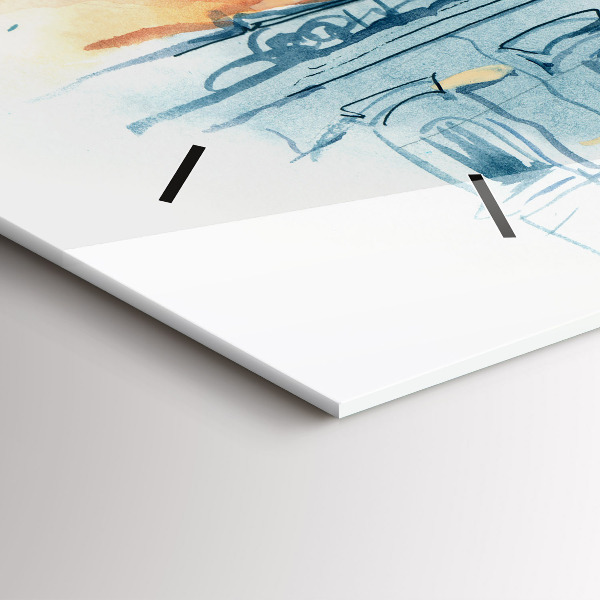 Ceas orizontale de perete din sticlă Oameni în acuarelă