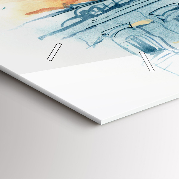 Ceas orizontale de perete din sticlă Oameni în acuarelă