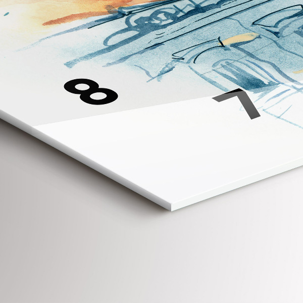 Ceas orizontale de perete din sticlă Oameni în acuarelă