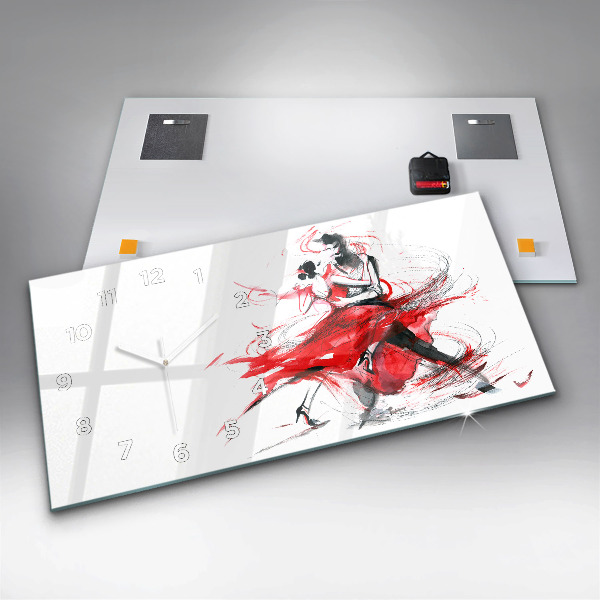 Ceas orizontale de perete din sticlă Cuplu dansator