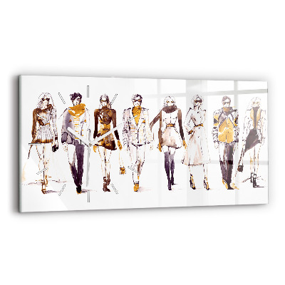 Ceas orizontale de perete din sticlă Femeie și bărbat