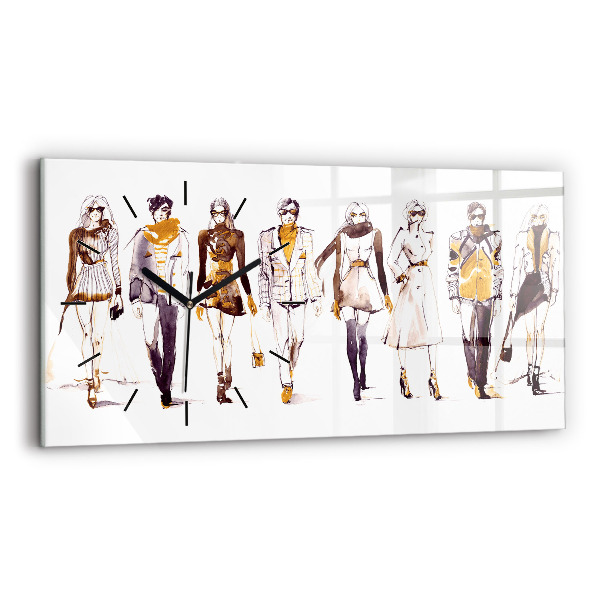 Ceas orizontale de perete din sticlă Femeie și bărbat