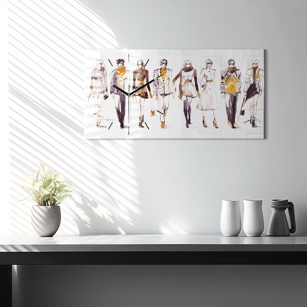 Ceas orizontale de perete din sticlă Femeie și bărbat