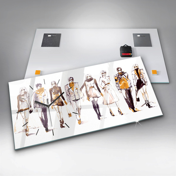 Ceas orizontale de perete din sticlă Femeie și bărbat