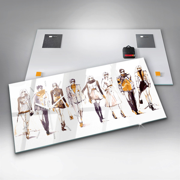 Ceas orizontale de perete din sticlă Femeie și bărbat