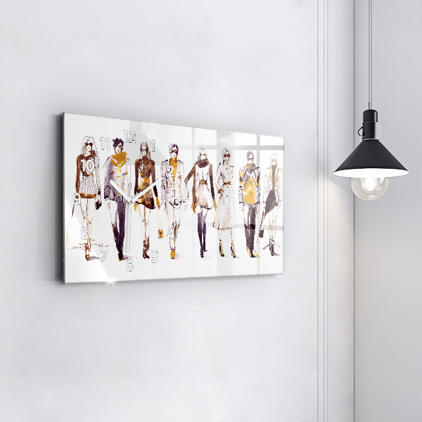 Ceas orizontale de perete din sticlă Femeie și bărbat