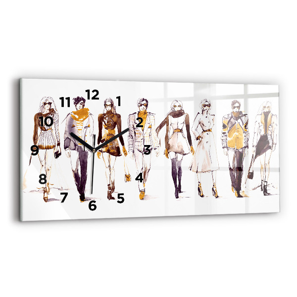 Ceas orizontale de perete din sticlă Femeie și bărbat