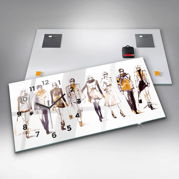 Ceas orizontale de perete din sticlă Femeie și bărbat