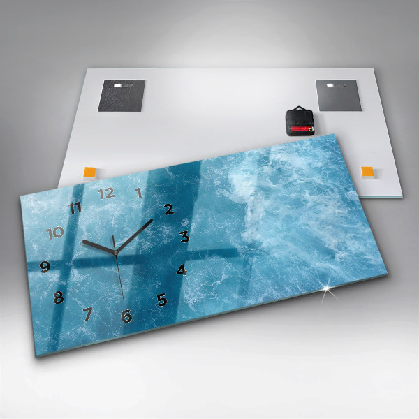 Ceas orizontale de perete din sticlă Apa de mare