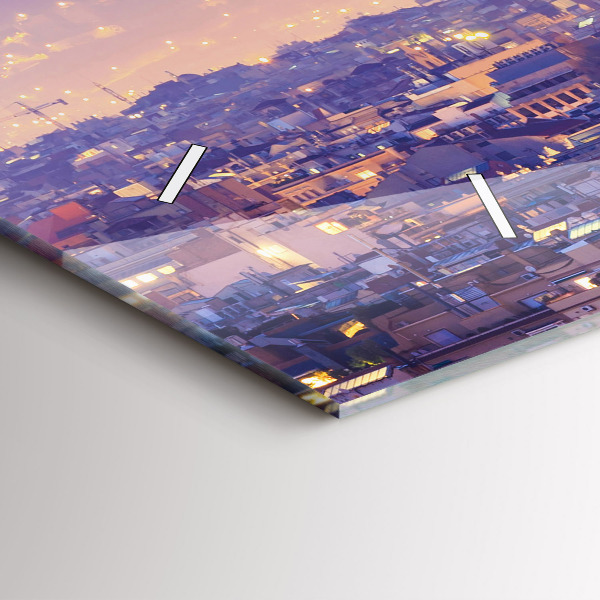 Ceas orizontale de perete din sticlă Vedere spre Barcelona