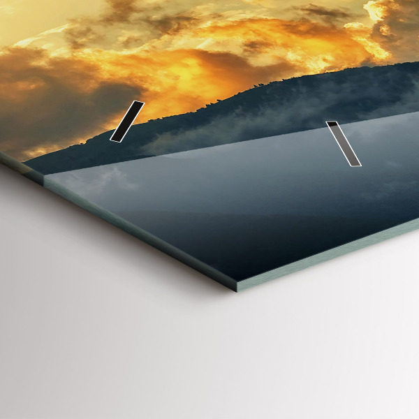 Ceas orizontale de perete din sticlă Zborul cu balonul în nori