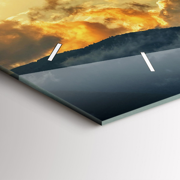 Ceas orizontale de perete din sticlă Zborul cu balonul în nori