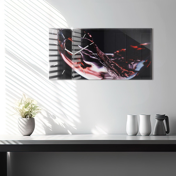 Ceas orizontale de perete din sticlă pahar de vin