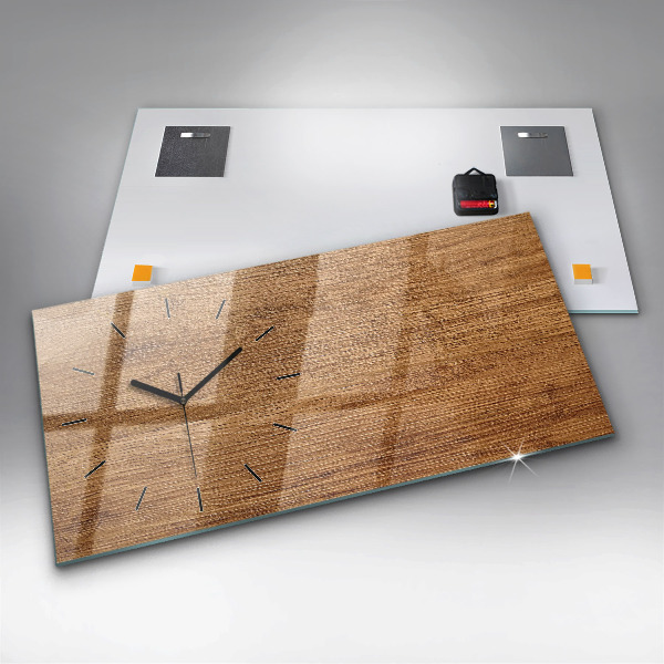 Ceas orizontale de perete din sticlă Lemn deschis