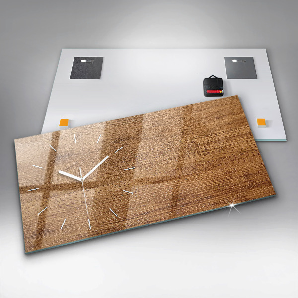 Ceas orizontale de perete din sticlă Lemn deschis