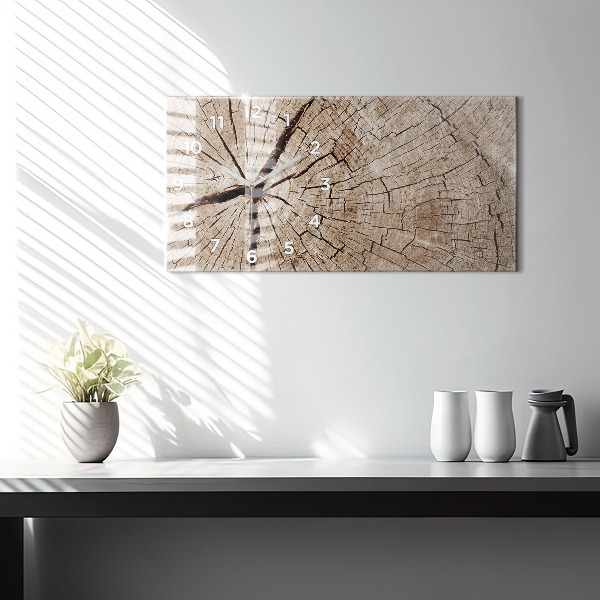 Ceas orizontale de perete din sticlă ciot de lemn vechi