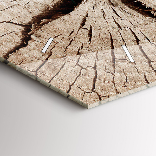 Ceas orizontale de perete din sticlă ciot de lemn vechi