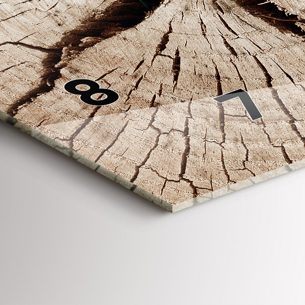 Ceas orizontale de perete din sticlă ciot de lemn vechi