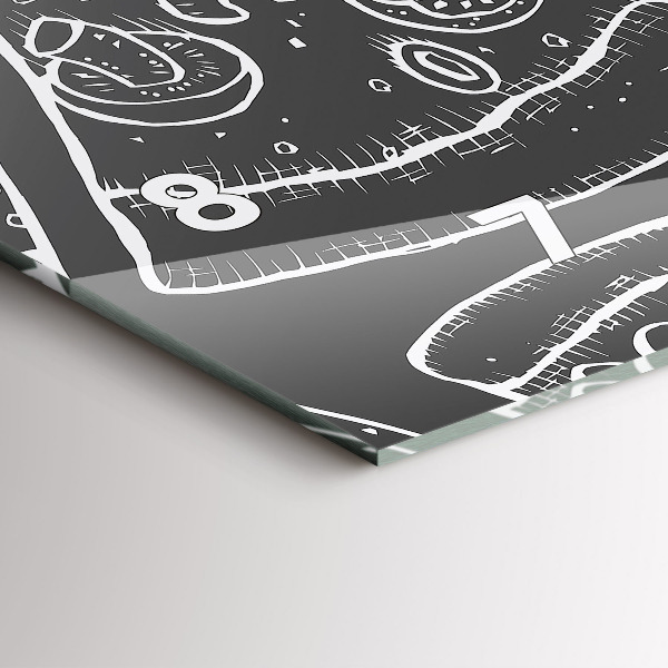 Ceas orizontale de perete din sticlă Pizza pictata