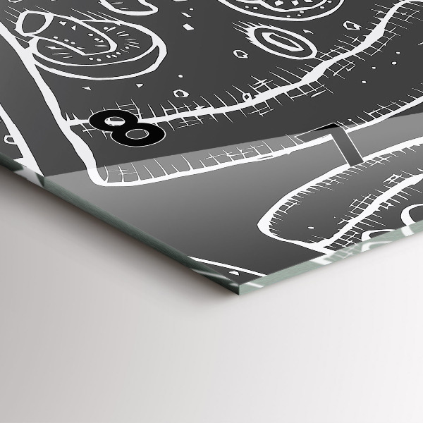 Ceas orizontale de perete din sticlă Pizza pictata