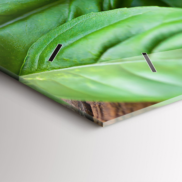 Ceas orizontale de perete din sticlă frunze de busuioc