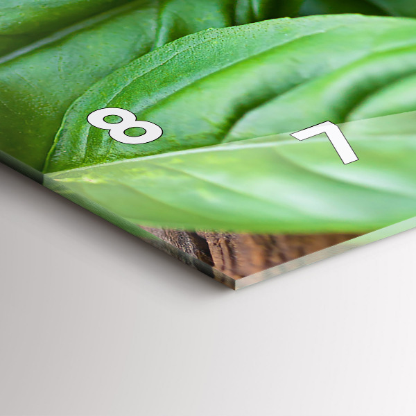 Ceas orizontale de perete din sticlă frunze de busuioc