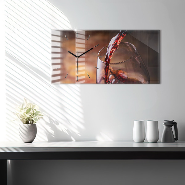 Ceas orizontale de perete din sticlă Un pahar de vin