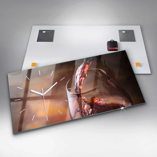 Ceas orizontale de perete din sticlă Un pahar de vin