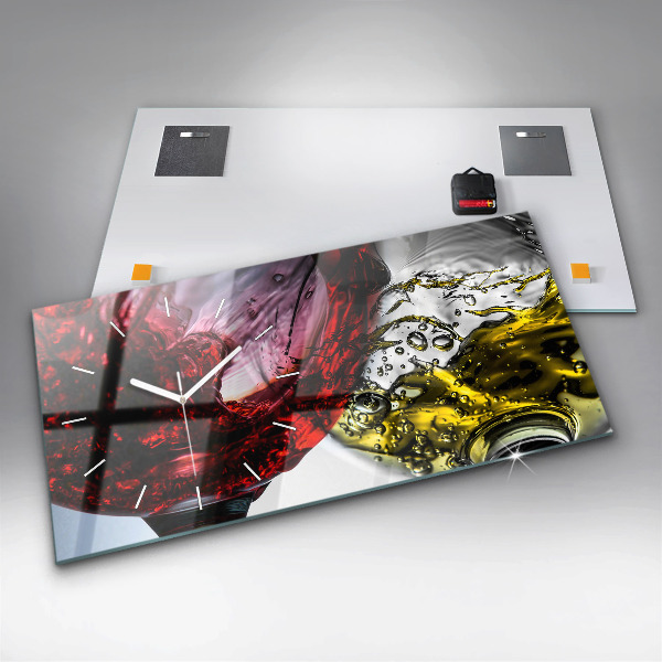 Ceas orizontale de perete din sticlă Pahare de vin