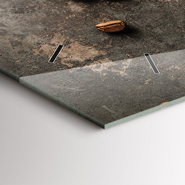 Ceas orizontale de perete din sticlă O pungă cu boabe de cafea